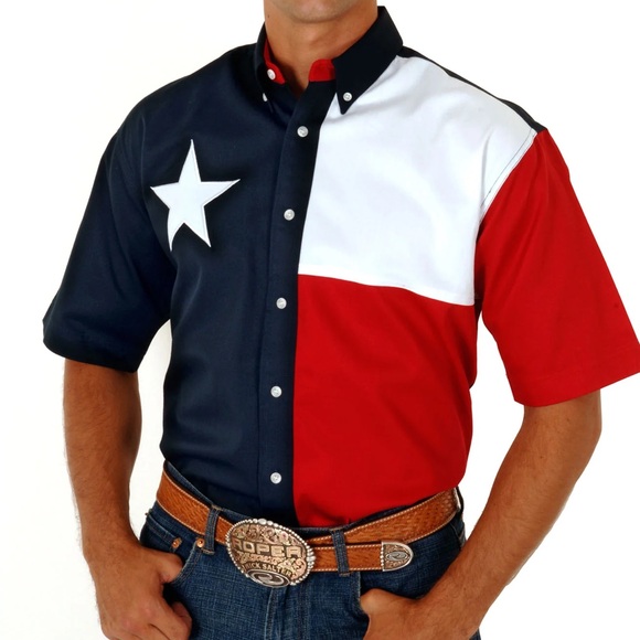 Men’s Roper Red White and Blue Short Sleeve Button Down 2XL - Picture 1 of 7